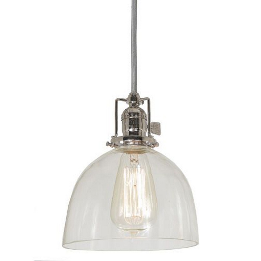 JVI Designs-1200-15 S5-Union - One Light Square Pendant Polished Nickel Finish  7 Wide, Mouth Blown Glass Shade
